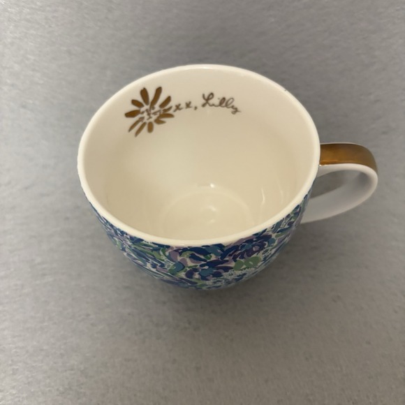 Lilly Pulitzer Hidden Cat Coffee Mug W/ Gold Trim And Blue Floral Pattern 12oz - Picture 5 of 5